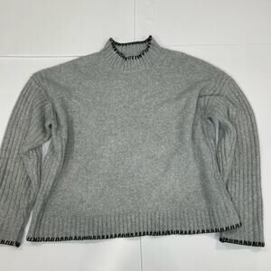 Revolve Joie Mock Neck Sweater Gray with Contrast black stitching. Women’s XL